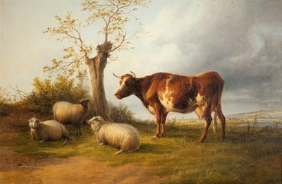 View in Stour Valley with Cow by Thomas Sidney Cooper
